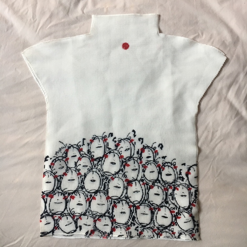 Issey Miyake Stretch White Mock Neck Top